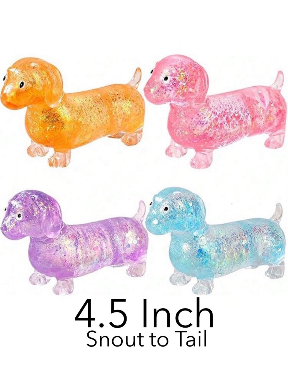 4.5” Dachshund Glitter Squishy Stress Relief